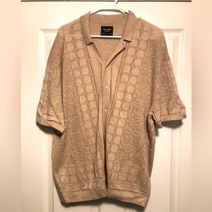 Abercrombie and Fitch crochet button down shirt. Size Mens XXL. Tan.